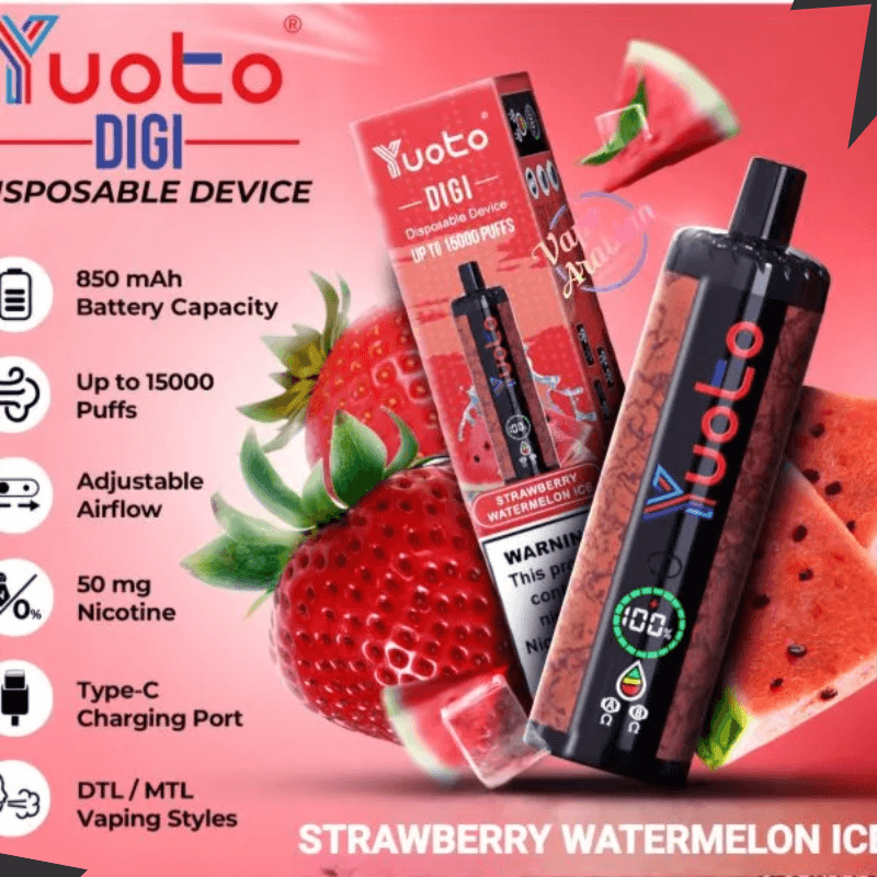 Yuoto DIGI 15000 Puff Disposable Vape – Strawberry Watermelon Ice